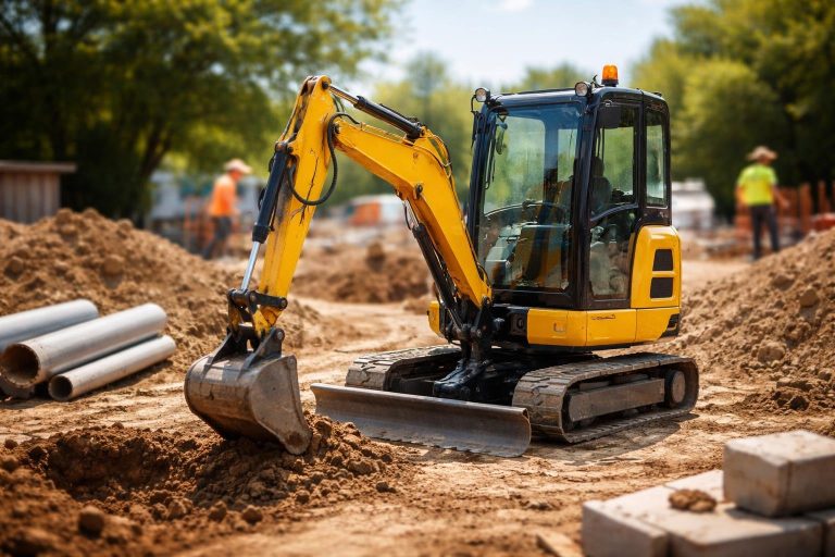 minipelle-chantier-ensoleille-terre-materiel