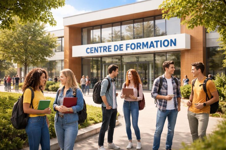 batiment-moderne-etudiants-arbres-verdoyants